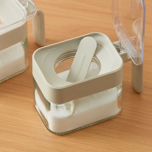 NITORI Home Furnishing Kitchen Spice One-Handed Spice Box Square Glass Spice Jar 2-piece Set White 2-piece Set 300ml