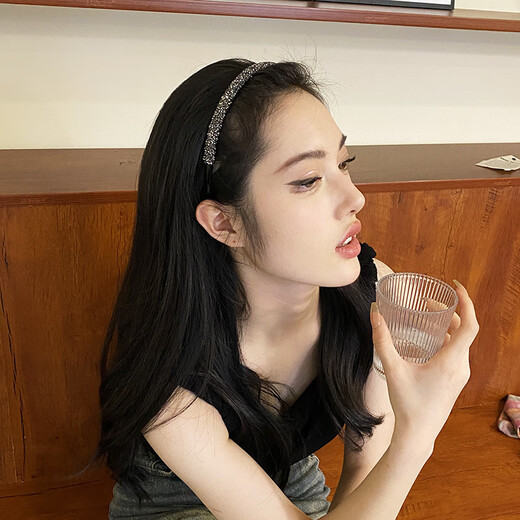 Hua Shi can break the hair and arrange the artifact drill headband for women with bangs hair non-slip headband short hair hairpin 2023 new style 3# random diamond toothed headband - silver