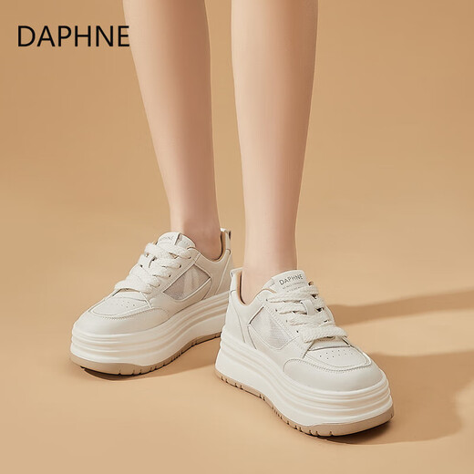Daphne Daphne Summer Mesh Breatch Board Chaussures pour femmes 2025 Nouvelle hauteur de semelle épaisse Augmentation de 5 cm Small Sports Chaussures de Sports Off White 36