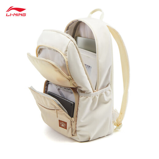 
Li Ning backpack for men and women the same style 25 new sports life series retro fashion versatile casual backpack ABSV393 egg custard ash-sukaki-rock white ash-3 F