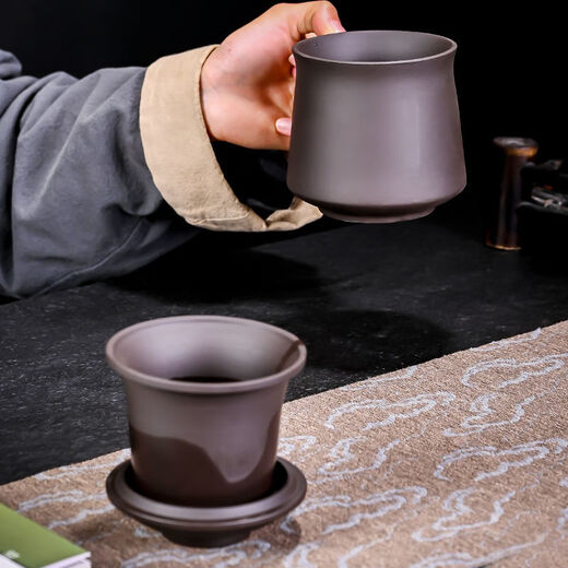 Jingshifu Wan Qingxing Large Capacity Authentic Retro Purple Clay Office Tea Cup with Filter Liner Mug Travel Set Small Tea Drinking Cup (It is not recommended to take a picture and place an order clearly)