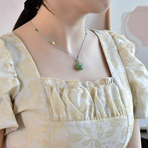 可玉可求浅青和田玉吊坠 新中式国风精致吊坠和田玉 东方古典之美节日礼物 如意款 M9855f