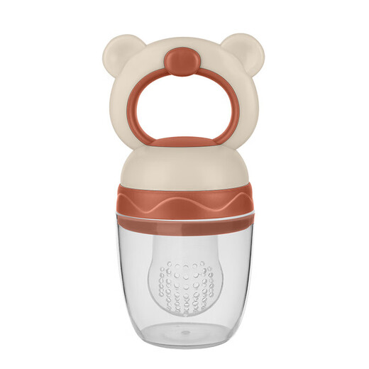 Baby bear bite fruit food supplement fruit and vegetable silicone mesh bag pacifier baby feeding pink M 1 pack