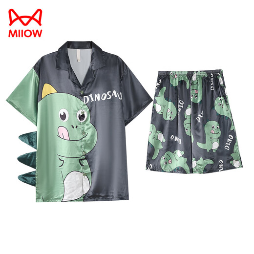 猫人（MiiOW）冰丝睡衣男士夏季薄款夏天卡通可爱青少年男生2025新款家居服套装 (BBA) 冰丝 男G723 XL (建议身高175左右-体重130-1