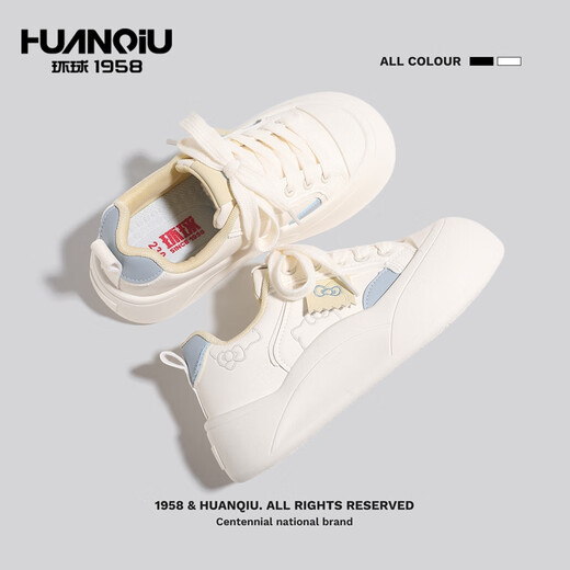 
Global thick-soled big toe shoes for women 2025 autumn new high-rise white shoes cute kitten versatile casual shoes beige 37