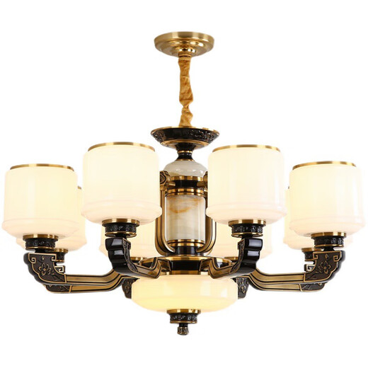 Opp's new Chinese dustproof chandelier home atmospheric living room lamp modern simple dining room lamp Zen warm bedroom LED lamp 9902-6 head