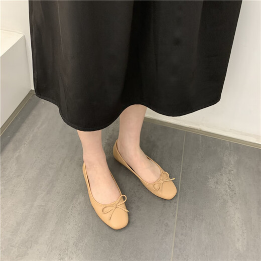 S.SOFEA仙女风豆豆鞋舒适软底平跟单鞋女性春季 683-10黑色 37