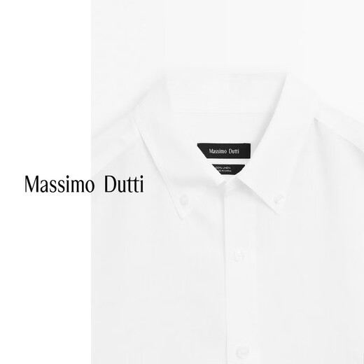 Massimo Dutti discount upgrade 2026 men's casual style simple and versatile standard version linen shirt men's long sleeve 00131726 white M (CN 180/96A) size is too large