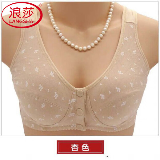 浪莎（LangSha）春夏新薄款蕾丝无钢圈舒适透气中老年妈妈内衣大码文胸前扣女胸罩 蕾丝花边肤色 均码 38码建议85-100斤