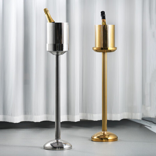 He Jiagong's new stainless steel champagne bucket thickened European-style metal ice bucket bar ktv wine chilled sample room soft decoration design silver scale pattern ice bucket set