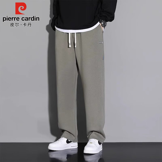 Pierre Cardin pants men's autumn and winter loose straight sports casual pants men's cotton stretch high-end sweatpants black XL