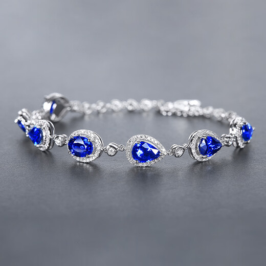 HEEKAIYI sapphire bracelet for women cornflower blue 18K diamond bracelet Chinese Valentine's Day birthday gift for wife and girlfriend Selected 5.9 carat/cornflower blue/double certificate