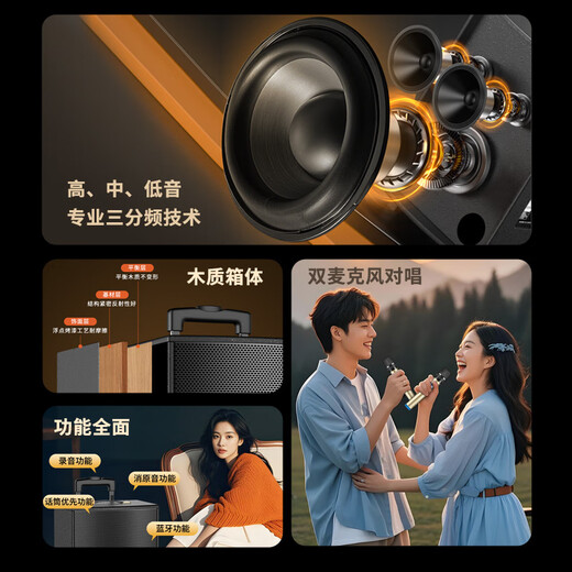 Sony Ericsson (soaiy) 12-inch square dance audio wooden high-power portable outdoor heavy bass Bluetooth karaoke special high-volume mobile trolley speaker outdoor performance dual microphone SA-X22