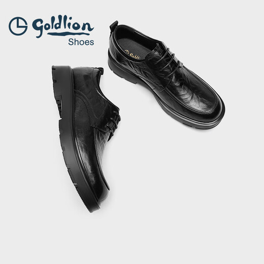 Goldlion men's shoes 25 early autumn new thick-soled business derby shoes commuter formal shoes G508530095AAA black 40