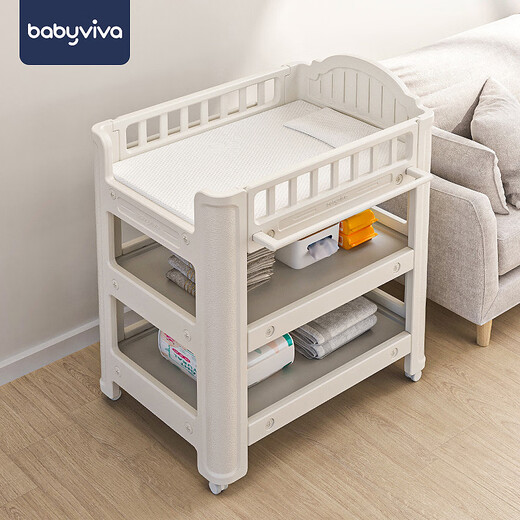babyviva婴儿尿布台宝宝抚触护理台换尿布可移动新生儿洗浴婴儿床 布台+乳胶垫+乳胶枕 组装 其他 框架结构