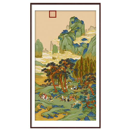 春天十字绣中式经典名画仇英明皇幸蜀图竖版十字绣客厅手工自己绣新款线绣 生态棉三股绣/6627幸蜀图仇英版