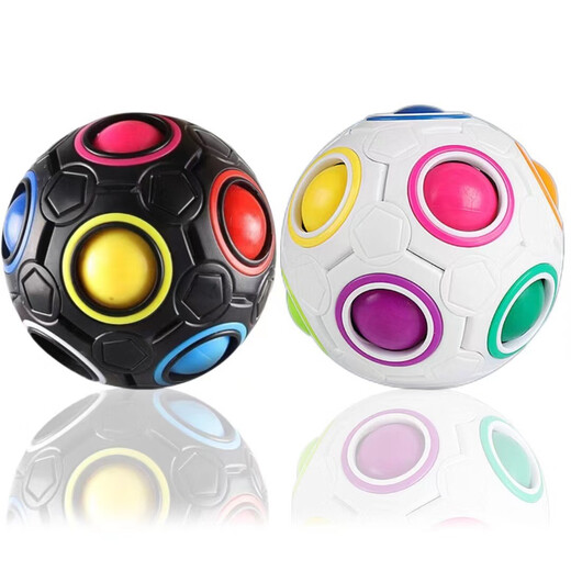 Educational small football toy 12-hole ball stress-reducing intellectual press toy Fingertip Rubik's Cube Magic Rainbow Black 12-hole ball