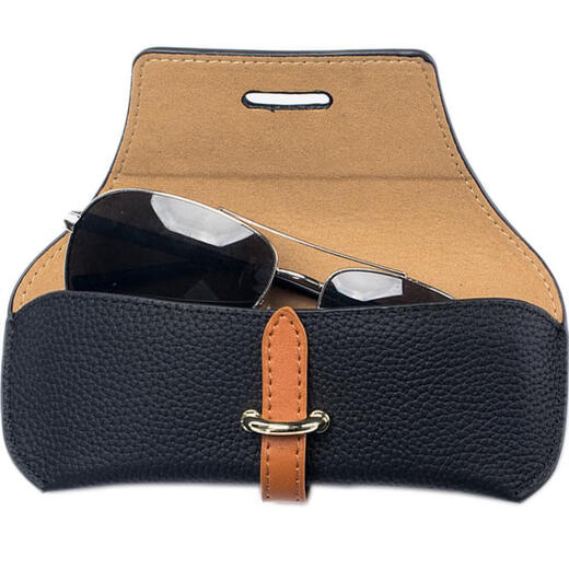 Sanqihu's new portable glasses bag sunglasses storage bag genuine leather literary high-value sunglasses box men and women trendy black