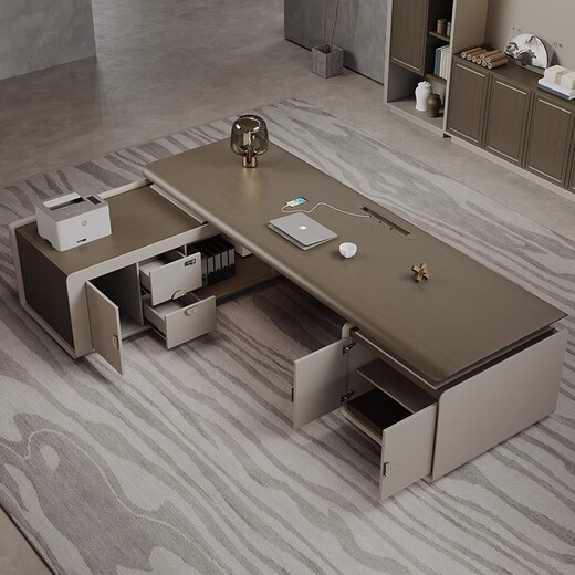 Kong Qiu Mingge New Chinese style high-end CEO desk boss desk Chinese antique style desk executive desk office chairman executive desk 2.4 meters boss desk (borderless cabinet)