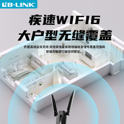 LB-LINK2025新款台式电脑WiFi6无线接收器发射器笔记本无线网卡连接外置网络热点千兆5G双频信号免驱动 蓝牙5.4【5G双频抗干扰 高增益天线】AX900