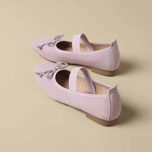 ZHR Single Shoes Женская летняя темпераментная темпераментная темперамент мягкая квартира Мэри Джейн Кожаные туфли женская неглубокая балетная туфли женская балетная обувь AH683 Purple 38