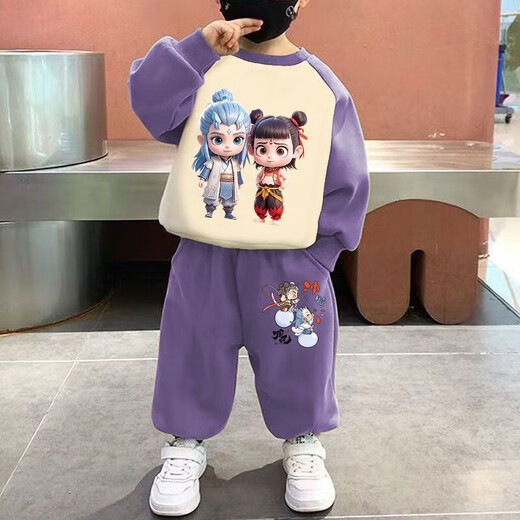 
Ultraman Nezha Devil Child's Sea Boys Set Spring and Autumn Clothes 2025 New Sweatshirt Loose Children's Girls Casual Korean Style Trend Hot Selling Green Set 140 Height 130-140cm Age 8-9 years old