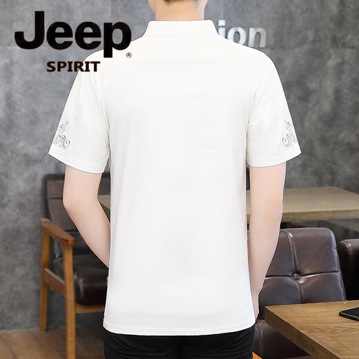 吉普（JEEP）冰丝t恤男士短袖2025新款男装中国风V领半袖夏季薄款中式盘扣体恤 E9871黑色 (冰丝滑料) 5XL