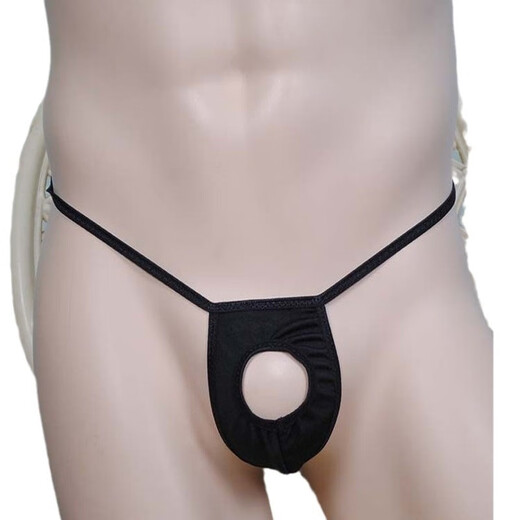 Men's underwear with sexy erection, men's sexy underwear, men's sexy thong with middle exposed penis, no need to take off pants for gay men, black 150-200Jin Jin is equal to about 0.5 kg