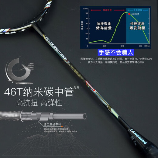 
Ronning high-end professional-grade badminton racket single shot full carbon 4U men's ultra-light 5U women's offensive PS9900 4U wv9000 (tungsten pattern braid) finished shot
