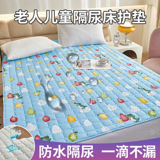 灌湘鸟隔尿垫1.8米x2米a类防水床垫婴儿加厚褥子软垫布底尿布床单可水洗 菠萝浅绿-新升级TPU防水隔尿垫 201*221cm【2.0米双人加大床】