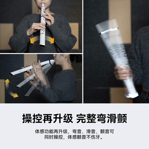 ROBKOO锣钹小小笛电吹管国产真采样萨克斯电笛子入门吹奏乐器初学者 黑金【真采样 50种音色】