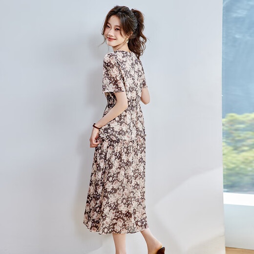 Ehangy国际轻奢高端女装连衣裙夏季新款2025显瘦百搭休闲桑蚕丝中长裙子 胭脂粉 【高端礼盒】 L