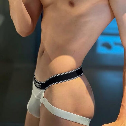 Banfish Sports Sexy Double T-string Men's Butt Raise U-convex Back Empty Men's Underwear Breathable Low-waist Sports Shorts Gay Sleeve Black 1501 M Men's M