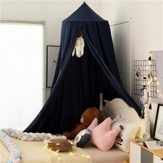 Dome bed curtain children's bed curtain windproof baby bedside blackout mosquito net ceiling bed tent hanging bed curtain princess style lake green cloth 8 meters yarn 10 meters