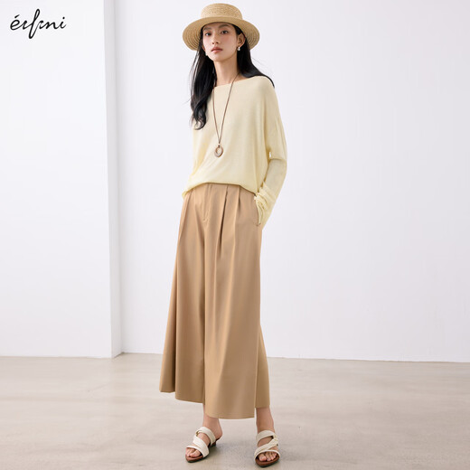 Eifli (eifini) eifli cou rond cou de style lazy lâche paille en tricot à manches longues pour femmes mince pour femmes 2025 Nouveau style crème jaune m 110-125jin [Jin est égal à 0,5 kg]