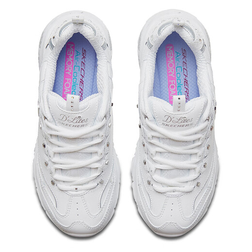 Skechers women's shoes summer 2025 new white panda shoes sneakers mesh breathable casual shoes thick sole heightened dad shoes 11979-WSL white 35