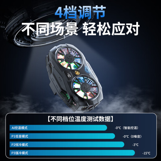 Shuotu Mobiltelefon Kühler Live-Sendung Spezielle Halbleiter Dual-Core-Kühlung Kühlung Artefakt Stille Fan gefrorener Rücken-Clip E-Sport King Chicken Eating Artefact Special für das Spielen von Spielen Apfel