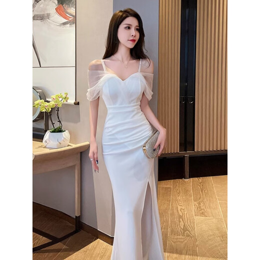 A 21 FUNB夜场KTV性感连衣裙女晚礼服足浴按摩桑拿SPA沐足技师工作服包臀裙 3882黑色 2XL 建议125-135斤