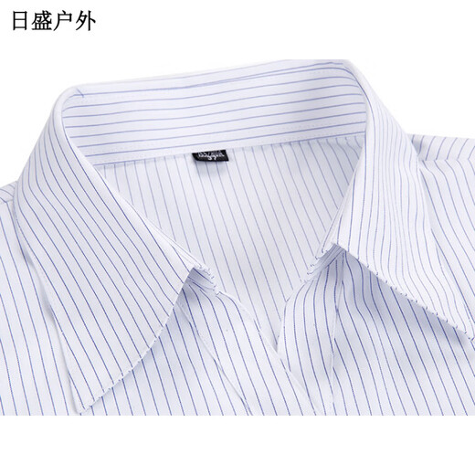 何佳功建行工作服女式正装领白底蓝色竖条纹短袖衬衫方领修身银行工作服 3882男方领浅兰斜纹短袖 40(175_92A)