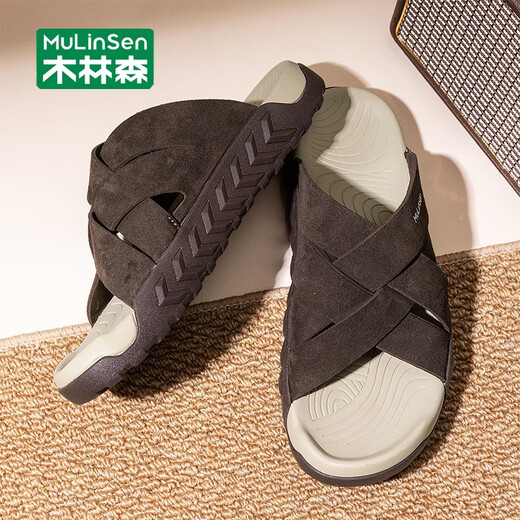 
Mulinsen (MULINSEN) slippers for men's summer new breathable men's shoes for casual sports beach shoes with lightweight wear-resistant flip-flops lazy shoes Coffee (1105 models) 41 (standard leather shoe size)