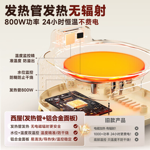 Westinghouse all-glass health pot home baby milk multi-function thermostatic pot office scented tea tea maker kettle X12 almond white 1.2L (standard + stew pot)