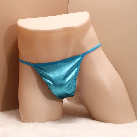 Men's Thong Satin Large Size Hot Low Waist Seamless Underwear Solid Color Thin Strap One Thread Youth Summer T-Pants White XXL Recommended 160-200Jin Jin is equal to 0.5kg