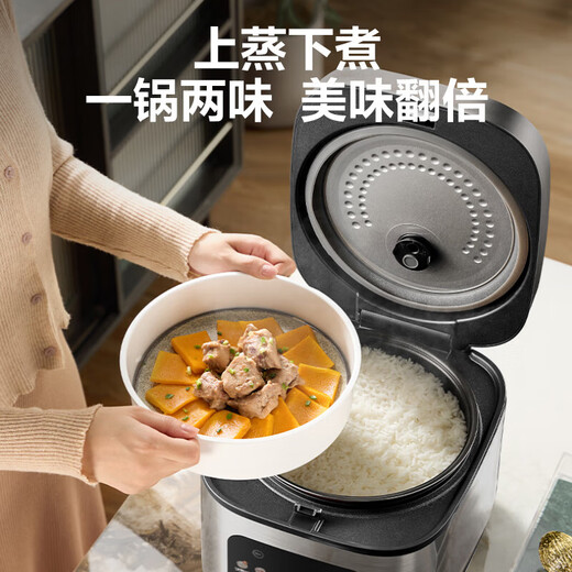 苏泊尔电饭煲电饭锅4L陶晶不粘内胆3-4人微压焖香功能家用智能微压电饭煲巧克力色40FC829 炫彩大屏金属机身 4l 4L