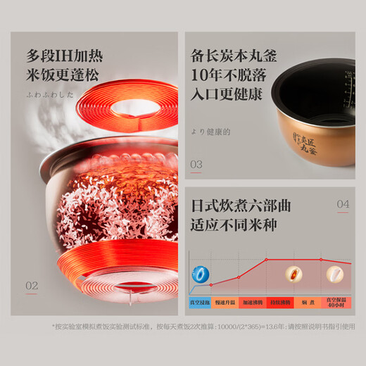 Toshiba staatliche Subvention neues Produkt Xiaobailu Pro Vakuum-Reiskocher importierte Binchotan-Holzkohle-Auskleidung mehrstufige IH-Heizung 3-6 Personen 4 Liter Energieeffizienz der ersten Stufe Xiaobai Pro Reiskocher 4L