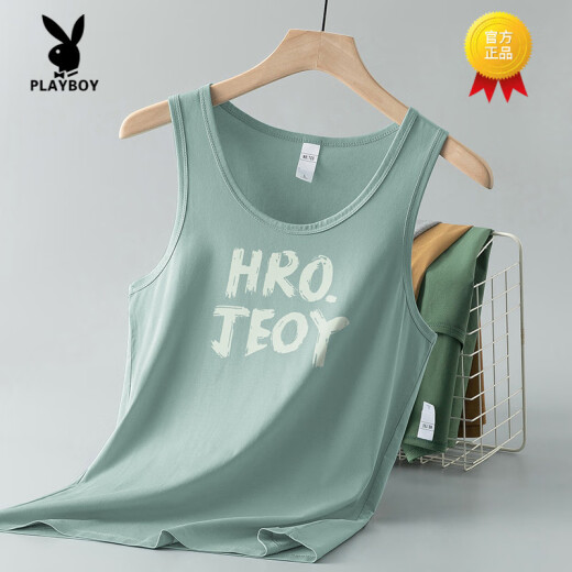 花花公子（PLAYBOY）莫代尔冰丝背心男健身运动坎肩夏季速干凉感宽肩吊带工字无袖t恤 055-695黑色 M