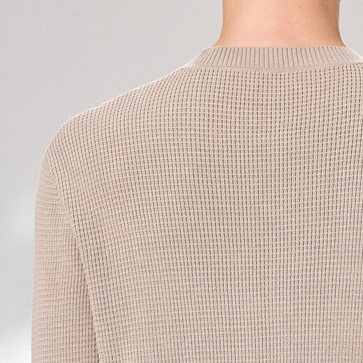 Antonio 100% long-staple cotton simple and versatile henley collar men's sweater, casual waffle texture sweater, Maxing 3XL/56(190/104A)