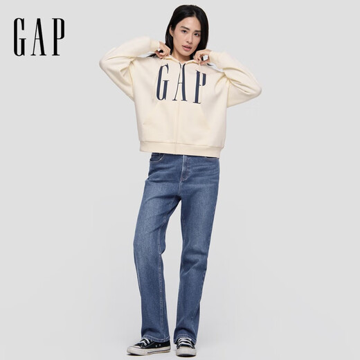 GAP Women's 2025 Herbst New Retro gewaschen Micro-Flash Mid-Wait Straight Jeans Casual Hosen 849915