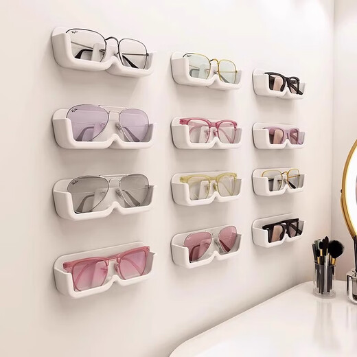 Verres de rangement de stockage mural sans coup de poing 2025 Nouvel affichage mural haut de gamme Myopie Lunettes de soleil Boîte de rangement de verres muraux de rond de rangement - Couleur transparente 1