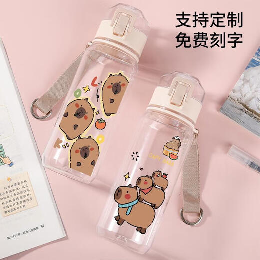 三栖虎水杯男女夏季塑料杯便携运动户外随行杯耐热防摔杯子学生 R3271水豚-塑料直饮杯530ML