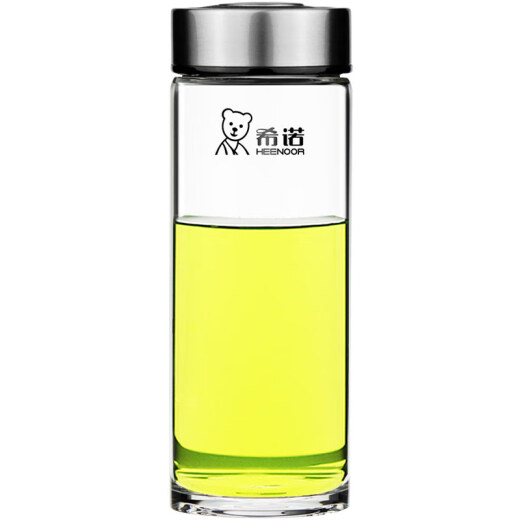 希诺单层玻璃杯男女士车载便携加厚耐热水杯简约家用大容量泡茶杯 提环杯盖--大容量 带滤网 695m